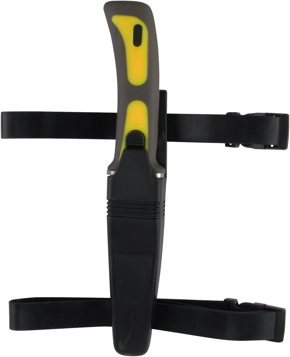 Treasure Gurus 9 Stainliess Steel Blade Yellow Dive Knife with Line Cutter and Arm or Leg Straps