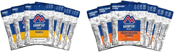 Mountain House Granola with Milk & Blueberries (6-Pack) and Creamy Macaroni & Cheese (6-Pack) | Freeze Dried Backpacking & Camping Food