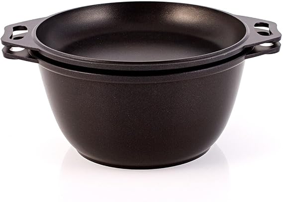 Non-Stick Kazan for Making Pilaf with Glass Lid, Camping Cookware Dutch Oven Kitchen Pot (3.2-qt. 3 L)
