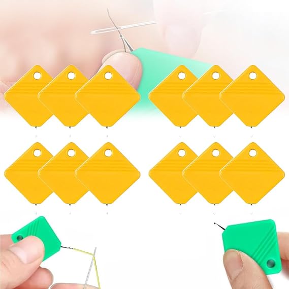 Automatic Needle Threaders, Sewing Machine Needle Threader, DIY Needle Threader for Sewing Crafts, Fits All Needle Sizes (Yellow 12 pcs)
