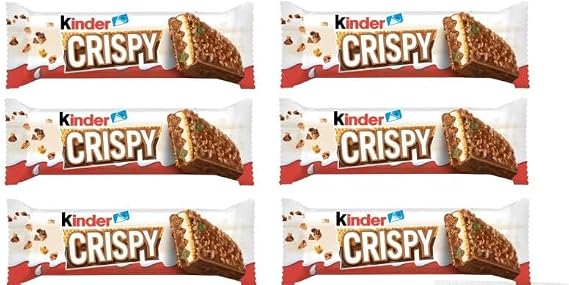 Kinder Crispy Waffle Chocolate Bar 34g – 6 Pack | Creamy Milk Chocolate with Crispy Wafer Layers & Smooth Filling | Delicious Snack Treat | Individually Wrapped Bars – Perfect for Sharing & Gifting