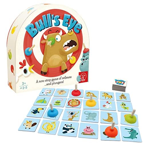 ROO GAMES Bull’s Eye - Fast-Paced Animal Matching Game - for Ages 3 Flip A Card, Plunge The Match and Win