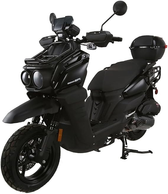 HHH Upgraded Tank 200 EFI Scooter TANK 200 Motorcycle 200cc Motorcycle Scooter Street Bike Fully Automatic with Matching rear trunk ( Black)