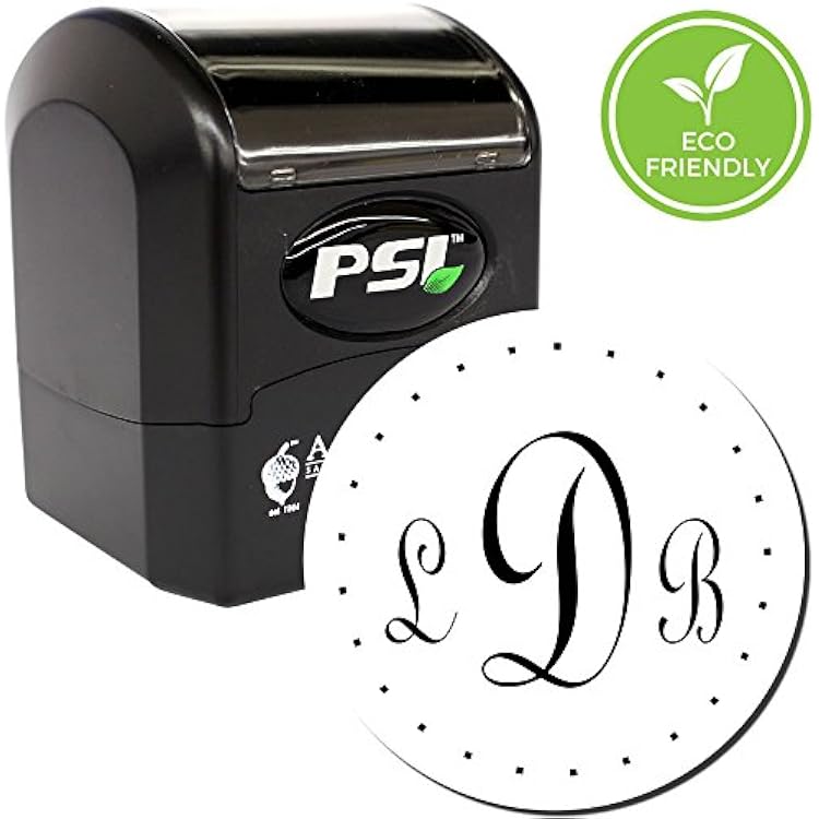 PSI Pre-Inked Three Typo Uptight Monogram Stamper