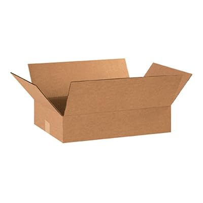 Aviditi 18124 Flat Corrugated Cardboard Box 18 L x 12 W x 4 H, Kraft, For Shipping, Packing and Moving Pack of 25