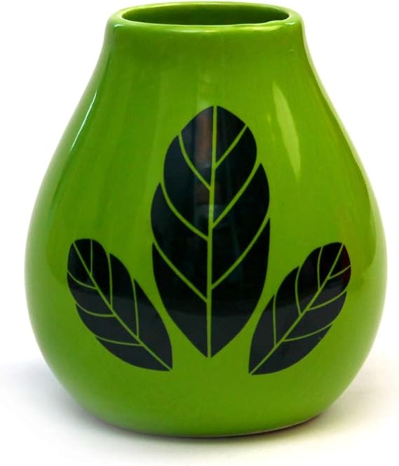 Mate Green Yerba mate-tee keramik kalebasse Hoja Green becher Verziert mit Yerba Mate-Blättern 350ml tasse