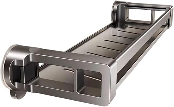 Concealed Suction Cup Wall Shelf, No-Punch Storage Rack, Metal Material, High Load Capacity, for Bathroom Kitchen(30cm/11.8in)