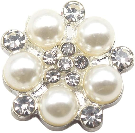 10PCS Metal Pearl Rhinestone Button for Clothing Decoration DIY Hand-Stitched Exquisite Bow Hair Accessories