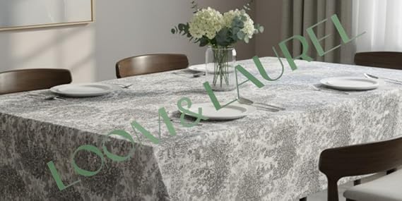 Jakarlı Dokuma Kare Masa Örtüsü 160 x 160 cm | Gri Ağırlıklı
