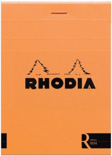 "Rhodia""R"" Premium Stapled Notepad - Blank 70 Sheets - 3 3/8 x 4 3/4 - Orange Cover" (122007C)