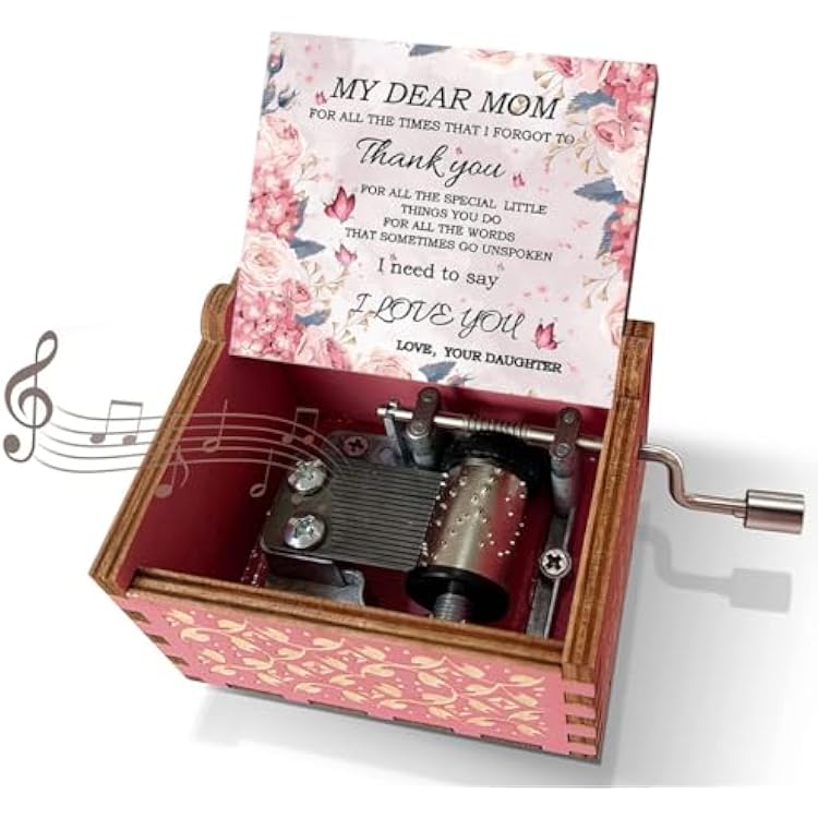 Bolunlun Music Box Gift for Mom by Daughter, You are My Sunshine Music Box, Wood Laser Engraving Vintage Music Box, Best Gift for Mothers Day, BirthdayChristmas Daughter to mom