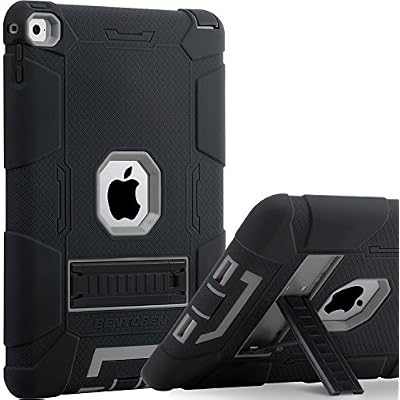 BENTOBEN iPad Air 2 Case, Protective Case for iPad Air 2 - Kickstand 3 in 1 [Soft&Hard] Hybrid Shockproof Heavy Duty Rugged Anti-Slip Scratch Resistant Case Cover, BlackGray