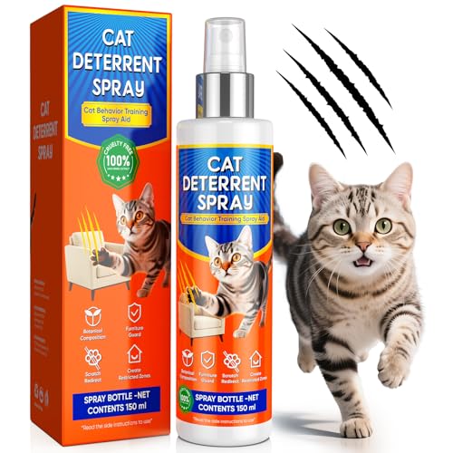 Cat Deterrent Spray for Indoor & Outdoor Use, Cat Scratch Deterrent for Furniture Protection, Effective Training Aid with Natural Ingredients