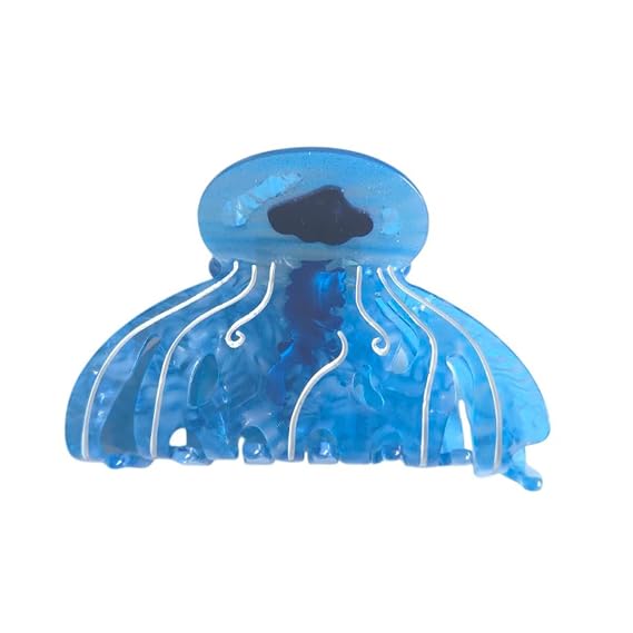 Ocean Jellyfish Hair Clips,Cellulose Acetate Big Claw Clips for Women,Blue
