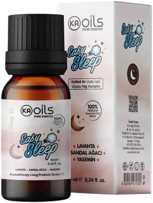 KAOils Easy Sleep Uçucu Yağ Karışımı - Lavanta + Sandal Ağacı + Yasemin 10 ml -%100 Saf Ve Doğal Rahatlatıcı Aromaterapi Yağı | Uyku Desteği |