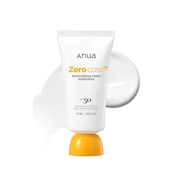 Anua Zero-Cast Moisturizing Sunscreen SPF 50, 1.69 fl oz | Glow Natural Sunscreen for face, No White Cast, Hyaluronic Acid, Niacinamide, Oil-Free, Kpop Demon Hunters, Korean Skincare