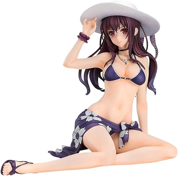 Zhongkaihua Utaha Kasumigaoka Anime Girl Figure Swimsuit Ver. 1/12 Scale Statue Sitting Position PVC Model Collection Desktop Ornaments,14CM