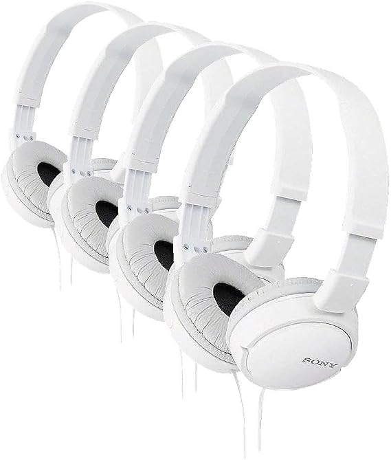 Sony ZX Series Wired On-Ear Headphones, White MDR-ZX110 (Pack of 4)