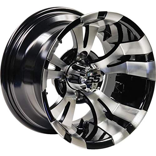 Ocelot E118 Golf Cart Wheel 847-107118-02-10-Inch Golf Cart Wheels, Golf Cart Accessories, Black Machined 10x7, 44, 34 Golf Cart Rims, Golf Cart Tires and Wheels, Durable Accessories for Golf Cart