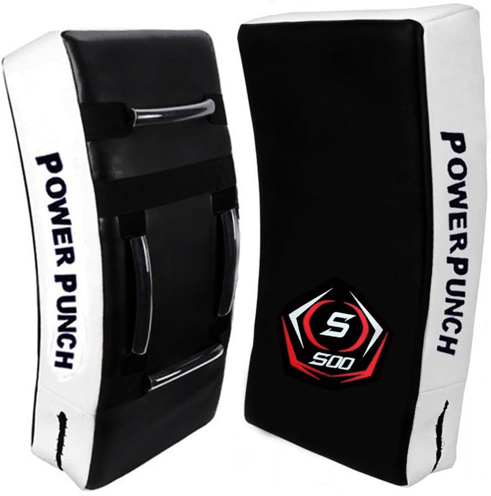 SOO Large Kick Shield Curved & Straight Pad | Shock Absorbing Gel Foam Shield For Martial Arts Training, UFC, MMA, Kickboxing and Karate | Heavy Duty PU Outer Cover
