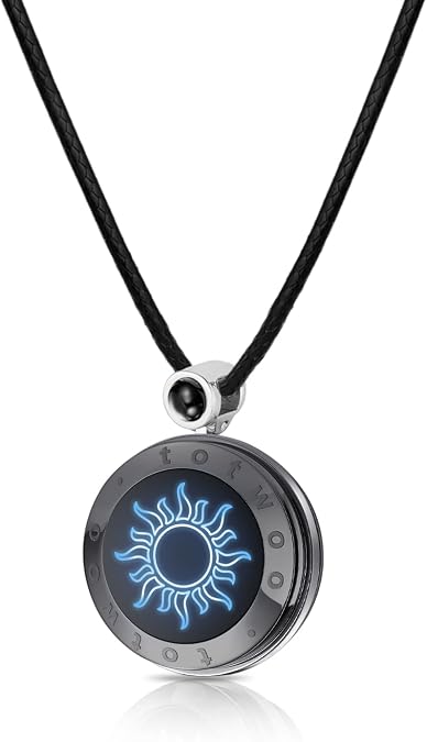 Long Distance Touch Necklace for Couples, Vibration & Light Up Smart Love Jewelry, Long Distance Relationship Gifts for Girlfriend Boyfriend Her Him, One-to-One Bluetooth Pairing via the Companion App