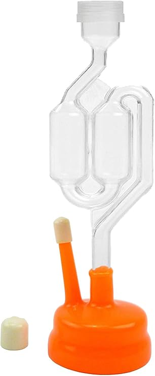 Twin Bubble Airlock with Universal Orange Carboy Cap