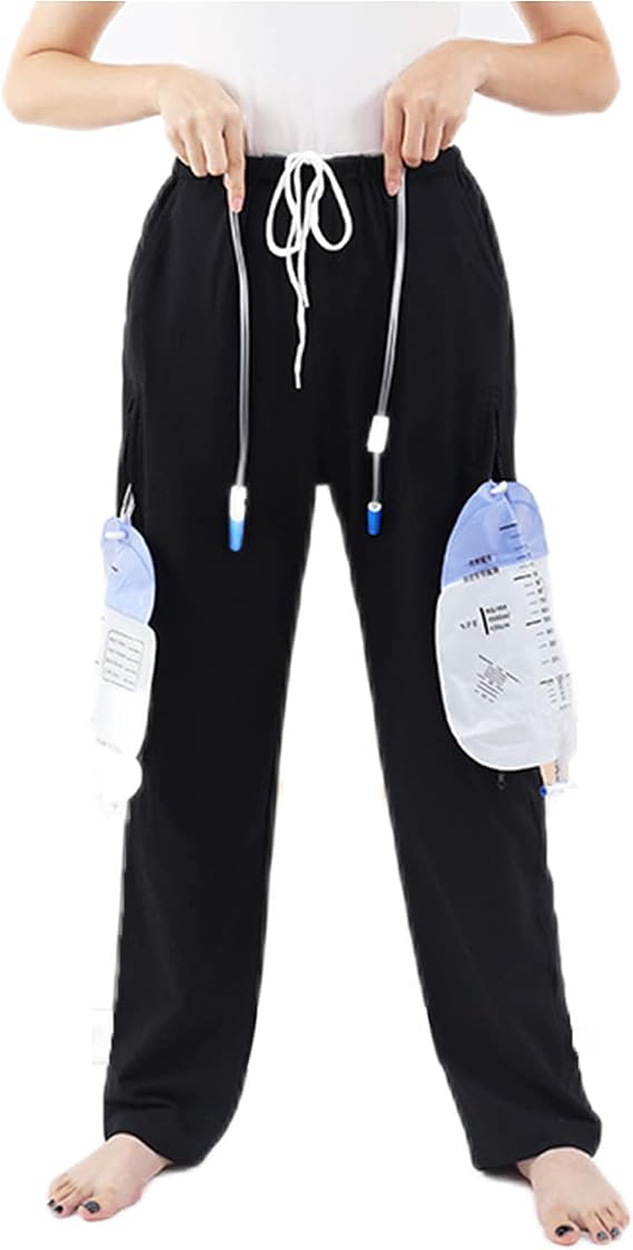 Catheter Leg Bag Pants, Holds (2) 2000ml Leg Bags for Nephrostomy, Foley, Suprapubic & Biliary Catheters
