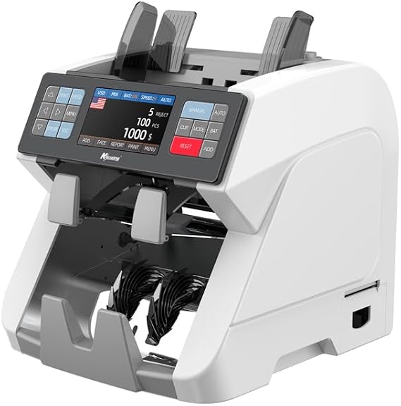 Money Counter Machine Mixed Denomination Bill Counter,UV/MG/IR/DD Counterfeit Detection with 2 CIS,Serial Number, Multi Currency Cash Counter, Printer Compatible