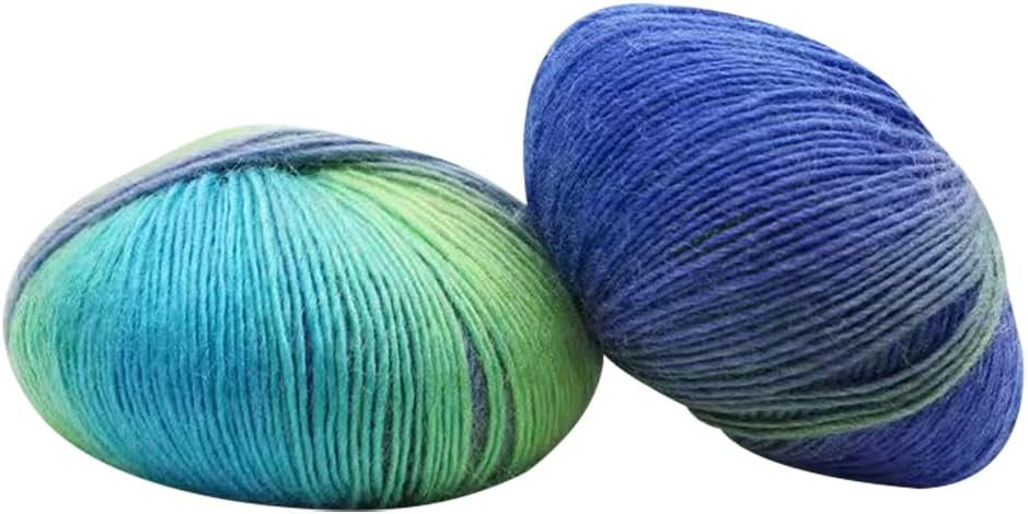 LICHENGTAI 2 Spools Weaving Yarn Crochet Yarn Rainbow Yarn Handmade Soft Cotton Cord Premium Wool for Knitting Hand Knitting Yarn Cotton Yarn for Crochet and Crafts