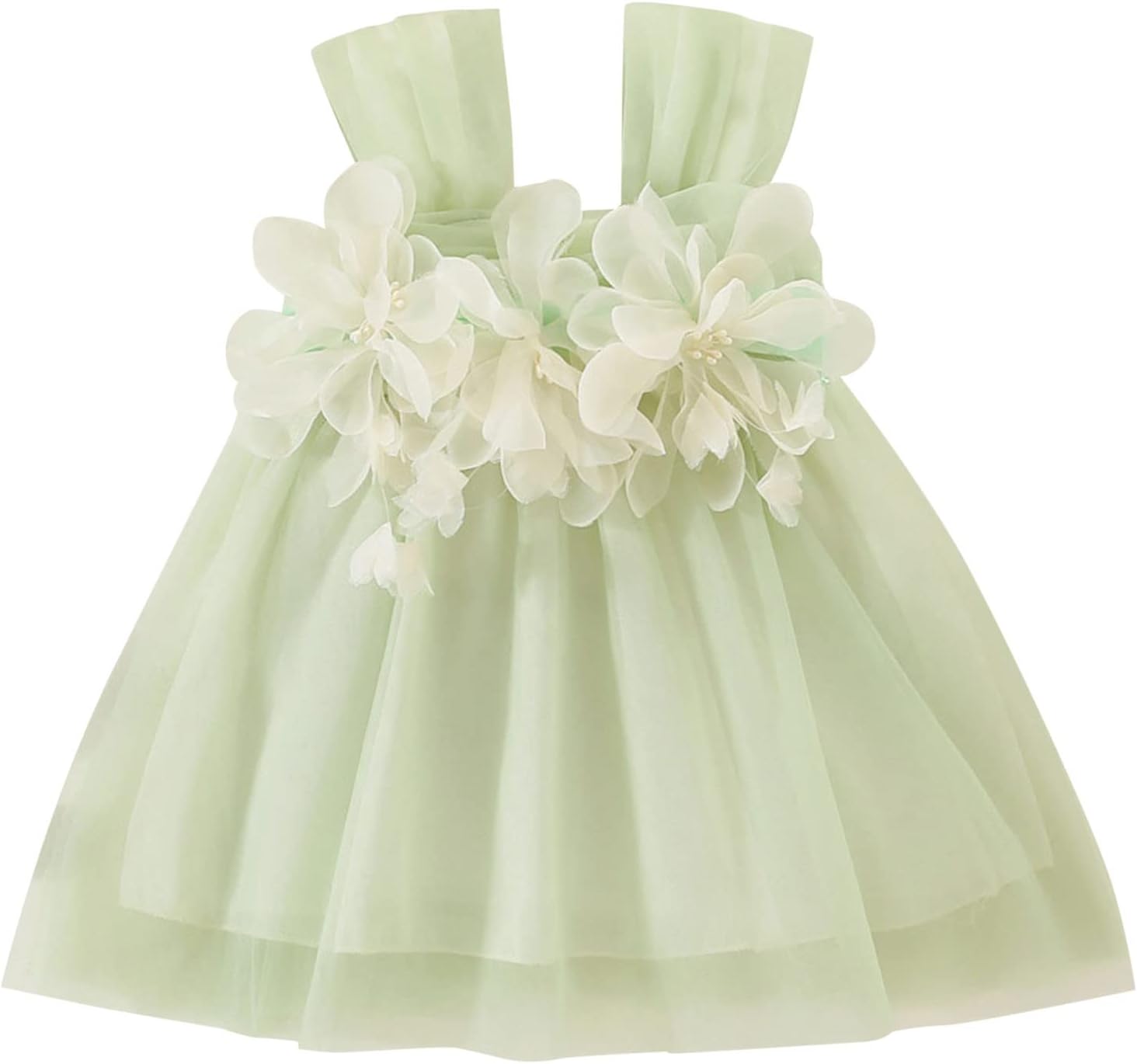 Baby Girl Princess Dress Sleeveless Bowknot Strap 3D Butterfly Flower Ruffle Tulle Tutu Dress Fairy Dress