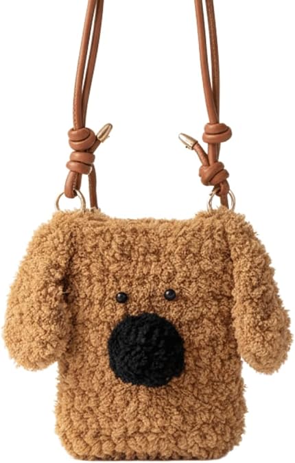 Cute Plush Dog Crossbody Bag for Girls Women, Kawaii Puppy Purse Small Shoulder Handbag, Mini Plush Purse Gift for Dog Lovers