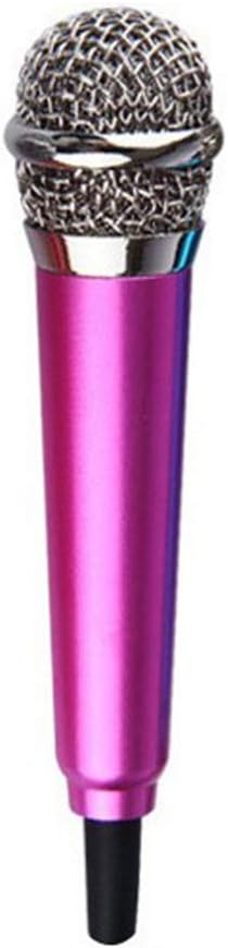 Mini Condenser Microphone 3.5mm Singing Mic With Stand for Phone Karaoke, Handheld for Mobile, Laptop, Notebook - Rose Red