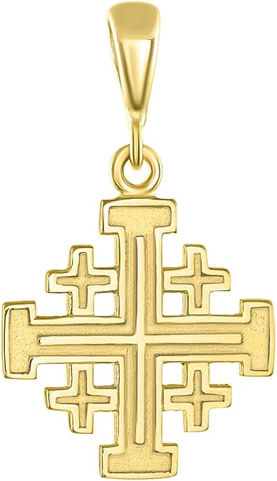 Jewelry America Solid 14K Yellow Gold Crusaders Jerusalem Cross Pendant
