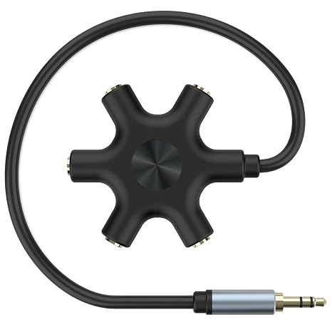 5-Jack Multi-Headphone Audio Splitter Injection Molding - Designed for Up to 5 Devices