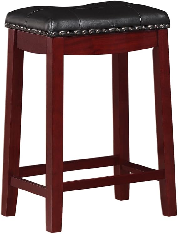 Angel Line Cambridge bar stools, 24" Set of 1, Cherry with Black Cushion