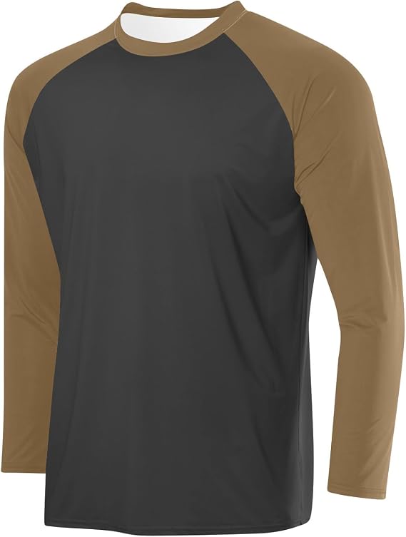 Mens Long Sleeve Shirts Casual Pullover Lightweight Crewneck Raglan Mesh Shirt Breathable Moisture Wicking Undershirt