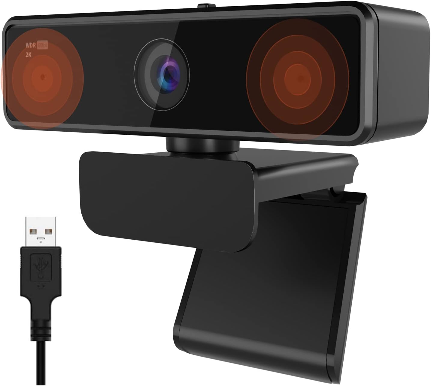 Nuroum V11 2K Webcam for PC, with Noise-Cancelling Microphone &amp; Privacy Cover, 90° Wide Angle 1080P60fps, USB Plug&amp;Play Computer Web Camera for LaptopDesktop, Video CallingConferencing, ZoomSkype