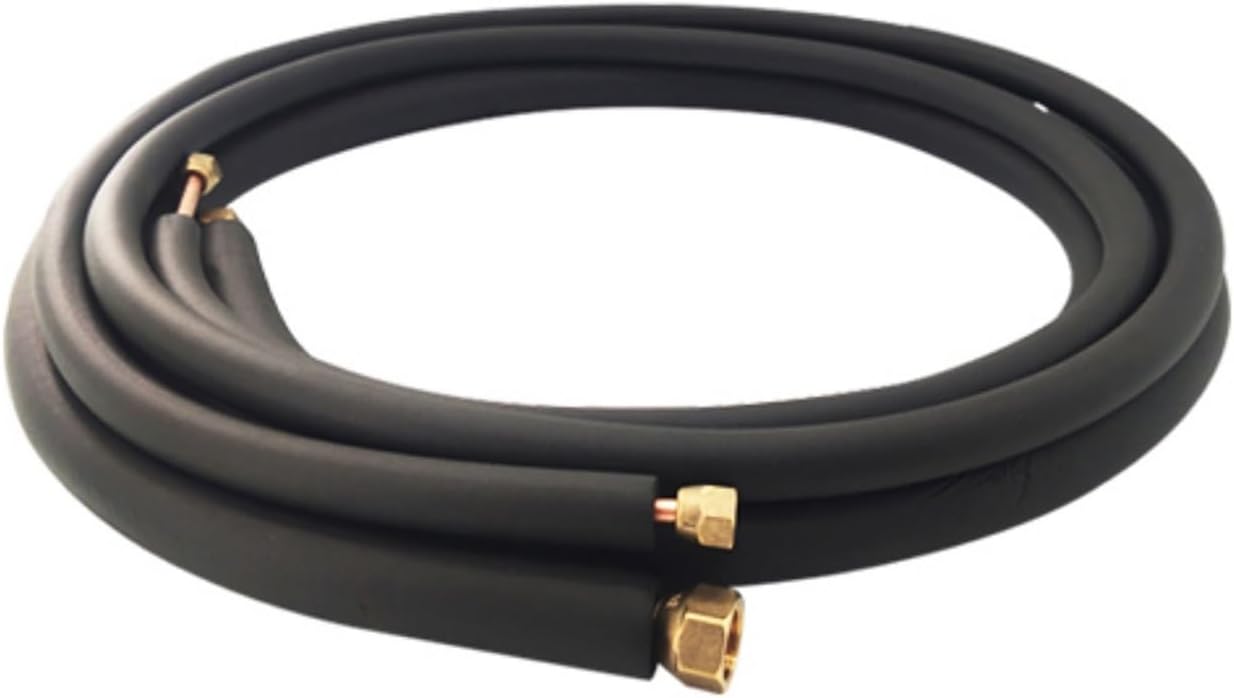 10 Ft Mini Split Line Set, Air Conditioning Copper Tubing Pipe Extension, PE Thickened HVAC Line Set Insulation for AC and Heating Equipment Insulated with Nuts(10x16mm)