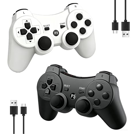 MOVONE wireless Controller for ps3 Rechargeable Game Wireless Controller 2Pack with2 Charging Cables, Compatible with Playstation3