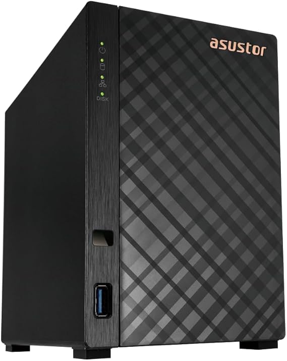 Asustor Drivestor 2 Gen 2 AS1202T 2-Bay NAS Storage, Quad-Core 1.7GHz CPU, 2.5GbE High-Speed Network, 1GB DDR4, 4K Media Server, Best Entry-Level Personal Cloud, Network Attached Storage (Diskless)