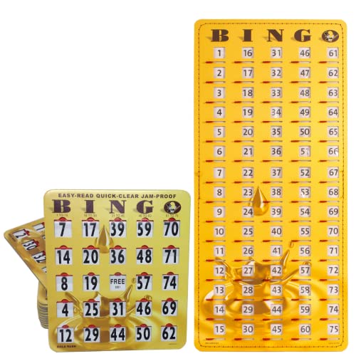MR CHIPS 100 Easy Read Quick Clear Bingo Cards with Sliding Windows and Master Board