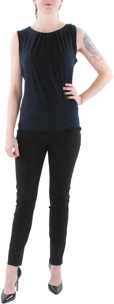 Calvin Klein Womens Smocked Blouse Tank Top Navy XS