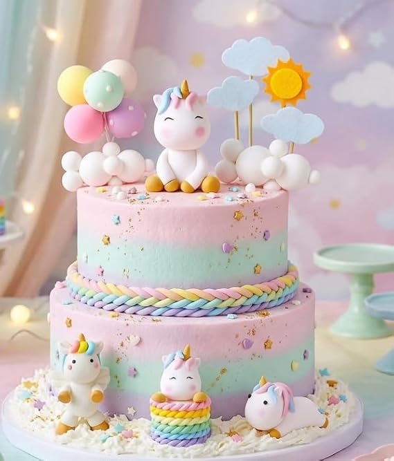 JeVenis Luxury Unicorn Rainbow Cake Decoration Topper
