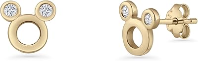 Blue Apple Co Minimalist 6mm Mickey Stud Earrings For Women Cubic Zirconia Classic Style Push Back Disney Mouse Earring 925 Sterling Silver Gift For Her