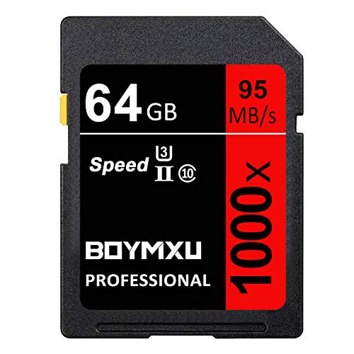 Professional 1000 x Class 10 Card U3, 64GB Memory Card for Computers, Cameras, and Camcorders - Up to 95MBs Read Speed, RedBlack