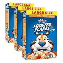 Kellogg's Frosted Flakes Breakfast Cereal, Fat Free, Large Size, 17.3 oz (Pack of 3)