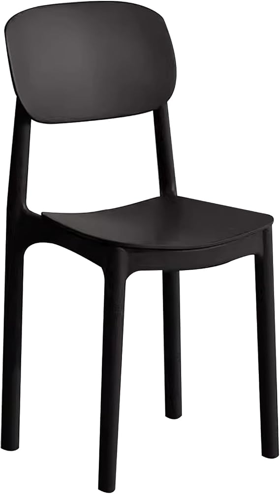 Modern Dining Room Chair, Stackable, Ergonomic Low Back, Black