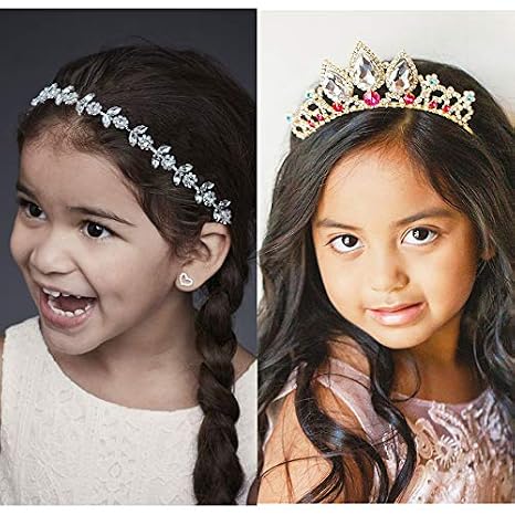 SWEETV Flower Girl Headpieces - Wedding Tiara Headband for Girls - Princess Hair Accessories for Birthday Party, First Communion