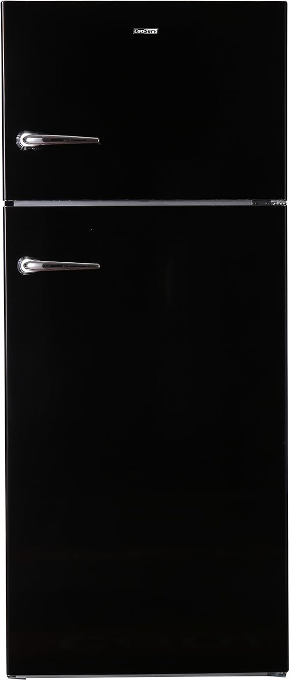 Conserv 30in RETRO Refrigerator 18cf Top Mount FACTORY INSTALLED ICE MAKER 110V Handle (Black)