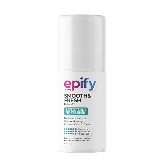 Epify Smooth & Fresh Roll-On, Eliminates Unwanted Hair, Controls Odor and Sweat, Smoothes Underarm, Reduces Ingrown Hair, 1.69 Fl Oz (1)